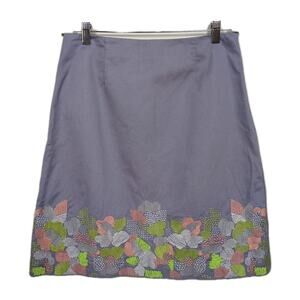 BODEN Grey A-Line Knee Length Skirt Embroidered Beaded Women's UK 12 / US 8